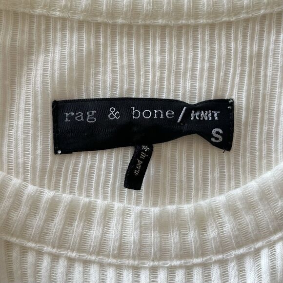 Rag & Bone Y2K Sheer Ribbed Long Sleeve Knit Top Size S Minimalist Capsule Crew - Picture 10 of 13